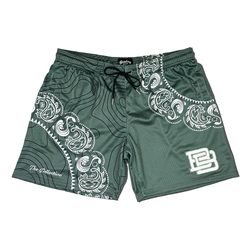 Manō Collection Green Paisley Mesh Shorts