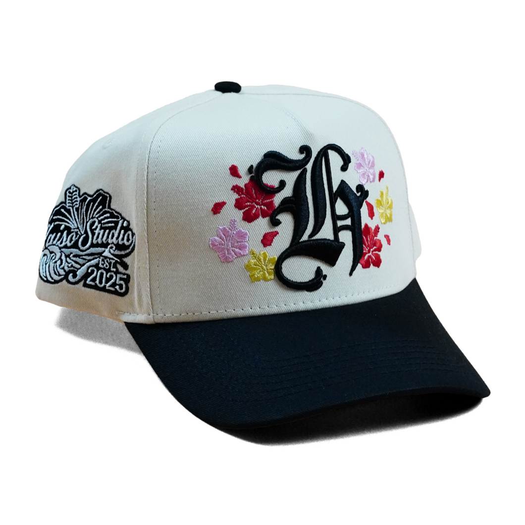 H “Hibiscus” Black/Cream SnapBack